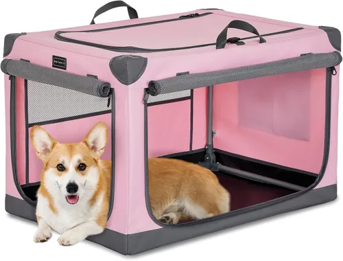 Miniatura 15 de PETSFIT Jaula portátil suave de 26 pulgadas para perros – Marco resistente en espiral patentado, perrera plegable para perros pequeños, 3 puertas