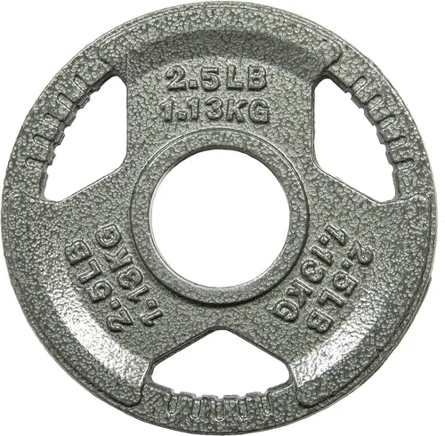 HulkFit Juego de discos de peso de hierro fundido de 1 o 2 pulgadas con asas de agarre múltiple y revestimiento de esmalte para barras y