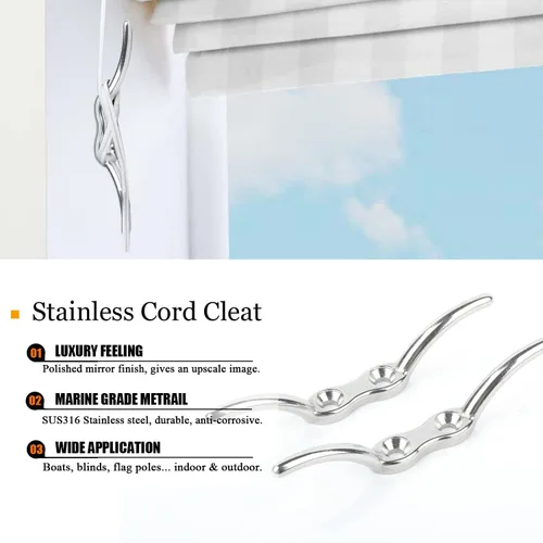 Miniatura 2 de AMYSPORTS Marine Hardware Cuerda Cleat Steel Heavy Duty Rope Cleat Marine Stainless Deck Boat Cleat Amarre