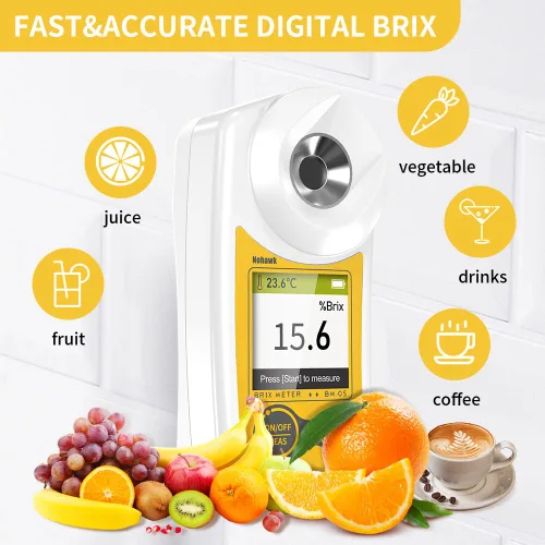 Miniatura 4 de Refractómetro digital Brix Flagfront Brix Medidor Refractómetro USB C Carga automática Compensación de temperatura Brix Rango de refractómetro