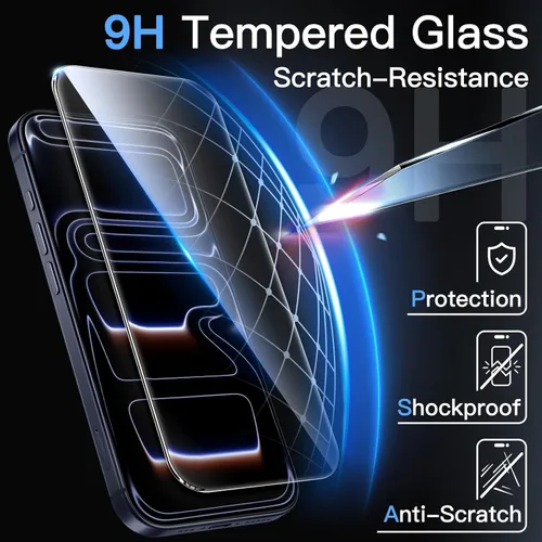 Miniatura 5 de JETech Protector de Pantalla para iPhone 17 Pro de 6.3 Pulgadas, Película de Vidrio Templado con Herramienta de Fácil Instalación, Dureza 9H