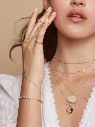 Miniatura 3 de CANEVINKA Collar con dije de moneda con placa de oro de 18 quilates para mujer, delicado, brújula, girasol, cadena personalizada, joyería en capas