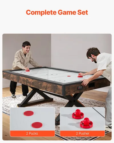 Miniatura 5 de VEVOR Mesa de hockey de aire de 84 pulgadas, juego de mesa de arcada para interiores con 2 empujadores, 2 discos, marcador electrónico, patas