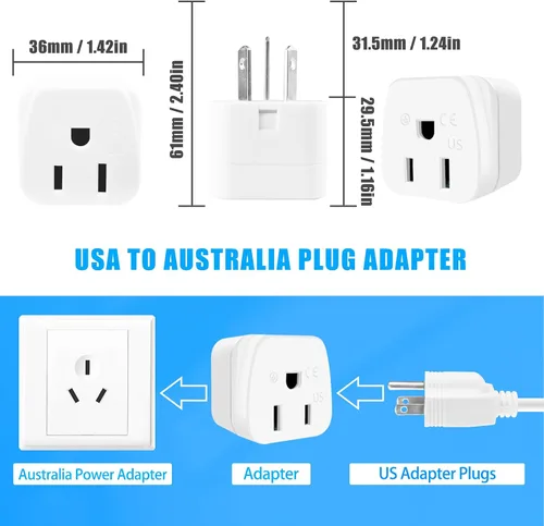 Miniatura 6 de Adaptador de corriente de Nueva Zelanda Adaptador de enchufe de Estados Unidos a Australia Adaptador de viaje de Estados Unidos a Argentina