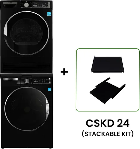 Miniatura 6 de Conserv 2.2 cf 120 V Lavadora y 4 Cf 220V Secadora Condensación Fabricada en Europa (Negro Mate)