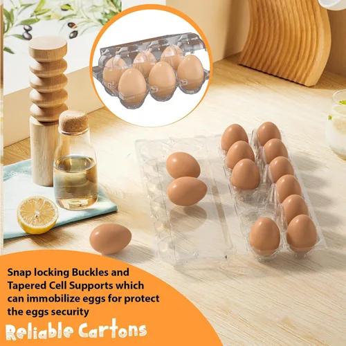 Miniatura 6 de 100 cartones de huevos baratos a granel, cartones de huevos grandes de plástico de 6 unidades, media docena de contenedores de huevos reutilizables