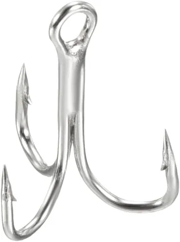 Miniatura 9 de PATIKIL Anzuelos de pescado agudos de acero al carbono, gancho de curva redondo afilado Gancho de púas triple para agua dulce y salada Blanco