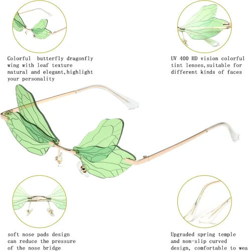 Miniatura 5 de Dollger Gafas de sol sin montura para mujer, retro, coloridas, Halloween, rave, gafas de sol de los años 90, lindas gafas de sol divertidas