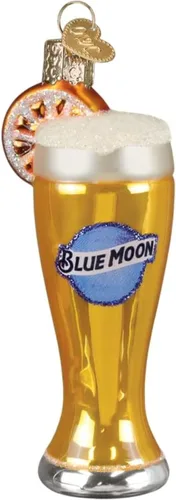 Miniatura 14 de Old World Christmas Botella de luna azul soplado adorno para árbol de Navidad, decoración navideña hecha a mano, colección de cerveza