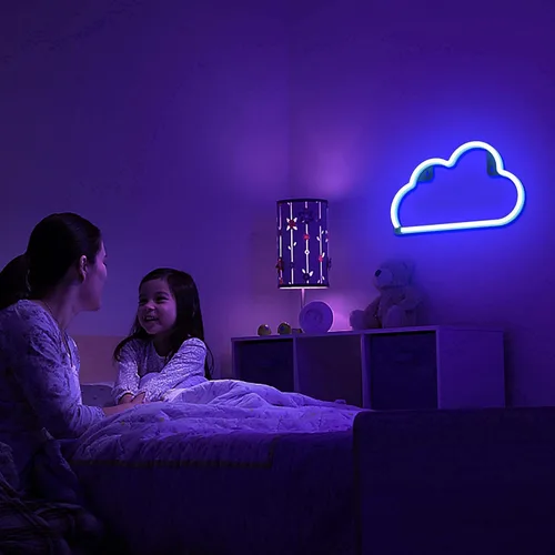 Miniatura 5 de Lumoonosity Letrero de neón de nube, luz de neón de nube azul alimentada por USB con interruptor de encendido/apagado, letrero LED de nube