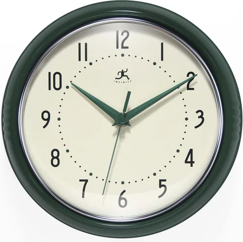 Miniatura 16 de Infinity Instruments Reloj de pared retro de 9 pulgadas, barrido silencioso, sin tictac, moderno, de mediados de siglo, para cocina, comedor