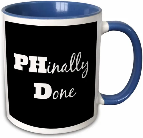 3dRose Taza de café, tamaño – 11 oz – PHD, citas de graduación Xander Phinally done – divertido regalo de taza de café