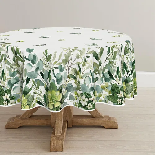 Miniatura 8 de Horaldaily Mantel rectangular de primavera y verano de 52 x 70 pulgadas, mantel floral de eucalipto para decoración de fiestas, pícnic, cenas