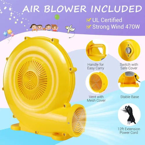 Miniatura 5 de Whubefy Casa inflable rosa para niños de 2 a 8 años con tobogán, pozo de bolas y 50 bolas oceánicas, castillo de salto de 161 x 82 x 63 pulgadas