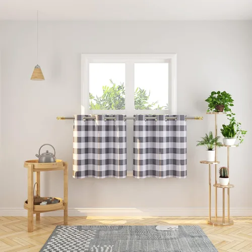 Miniatura 30 de Cortinas de 24 pulgadas de largo con diseño Buffalo Check Gingham Plaid para ventanas de cocina y baño, tratamiento para ventanas con 2 paneles