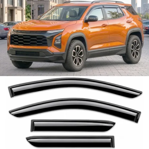 Miniatura 18 de 2019-2023 Deflectores de ventana laterales tintados para Ford Ranger SuperCrew XL XLT Lariat con protectores de lluvia adhesivos, tonos ahumados