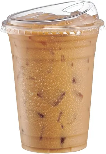Miniatura 2 de GUSTO Vasos de plástico transparente con tapas [16 onzas – 100 unidades] – Vasos desechables para café helado con tapas sin popote para batidos, 16