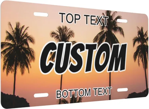 Miniatura 2 de Placa personalizada de licencia, placas decorativas personalizadas para el frente del automóvil con palmeras de playa y océano, placas de licencia