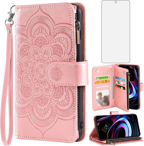 Miniatura 10 de Asuwish Funda para teléfono Motorola Moto Edge 2021/MotoEdge 5G UW con protector de pantalla de vidrio templado y soporte para tarjeta de crédito