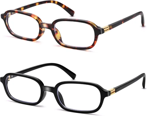 Miniatura 8 de NULOOQ Lentes retro rectangulares con luz azul para mujeres y hombres, pequeños anteojos cuadrados con marco vintage