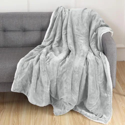 Miniatura 44 de Elegant Comfort Manta de Sofá Reversible de Sherpa Sólida, Manta para Todas las Estaciones - Súper Suave, Acogedora y Afelpada - Manta Decorativa
