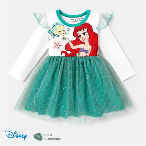 Miniatura 8 de Disney Vestido de princesa para niña pequeña, con volantes, manga larga, de malla, tul