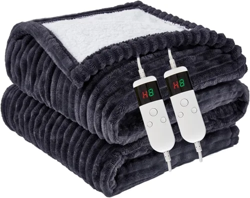 Miniatura 34 de Manta térmica portátil con mangas y bolsillo para el pie, manta térmica de calentamiento rápido con 10 ajustes de calor apagado automático