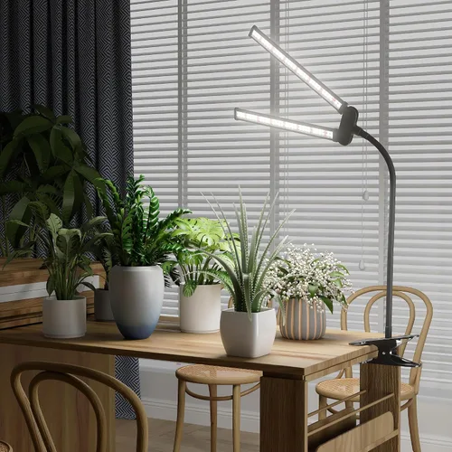 Miniatura 5 de Luz LED de cultivo, súper brillante de 6000K, luz de crecimiento para plantas de espectro completo, blanca, con clip y cabezal doble giratorio
