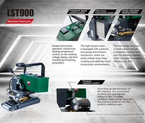 Miniatura 5 de Máquina de soldadura de geomembrana HDPE Soldador de cuña caliente Herramienta de soldadura de superposición de 1800W para 0.039-0.118 in Liner