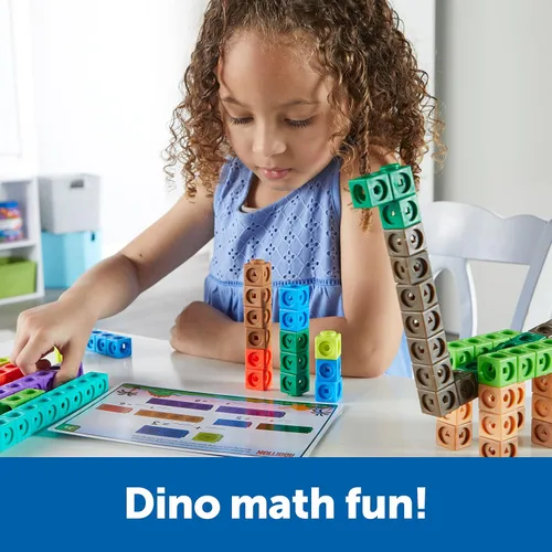 Miniatura 2 de Learning Resources MathLink Cubes - Juego de actividades matemáticas para jardín de infantes: ¡Tiempo de dinosaurio! 115 piezas, a partir de 5 años