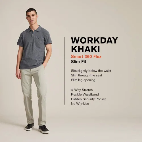 Miniatura 4 de Dockers Pantalones ajustados para hombre Workday Khaki Smart 360 Flex