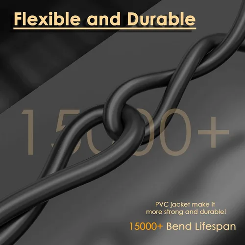 Miniatura 3 de Paquete de 3 cables de efecto de cable de parche de pedal de guitarra negro de 3 pulgadas, TS en ángulo recto de 1/4 pulgadas