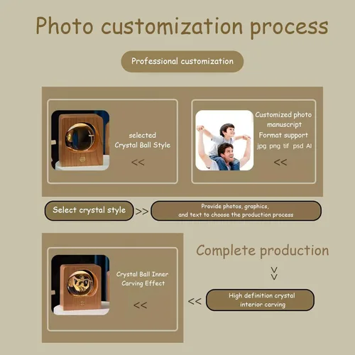 Miniatura 7 de Lámpara de noche personalizada de foto 3D en cristal – Bola de foto de vidrio personalizada con grabado de imagen 3D personalizada, base de madera