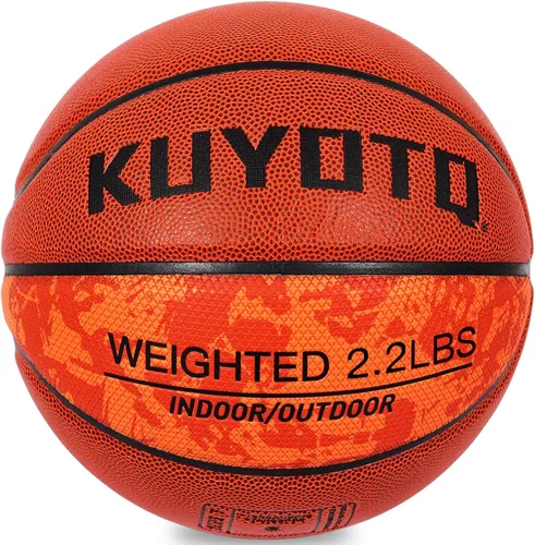 Miniatura 18 de KUYOTQ 3LBS/3.3LBS/2.2LBS Weighted Heavy Training Basketball 29.5/28.5" in and Outdoor Improving Handling Dribbling Passing Rebounding Skill marrón