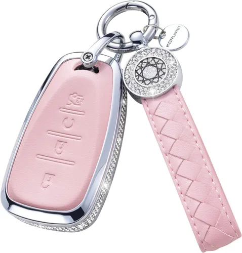 Miniatura 14 de Funda para Llave Honda con Llavero, Carcasa Protectora de Cuero Genuino Rosa con Cristales Compatible con Honda Accord Civic CRV Pilot Odyssey 2022