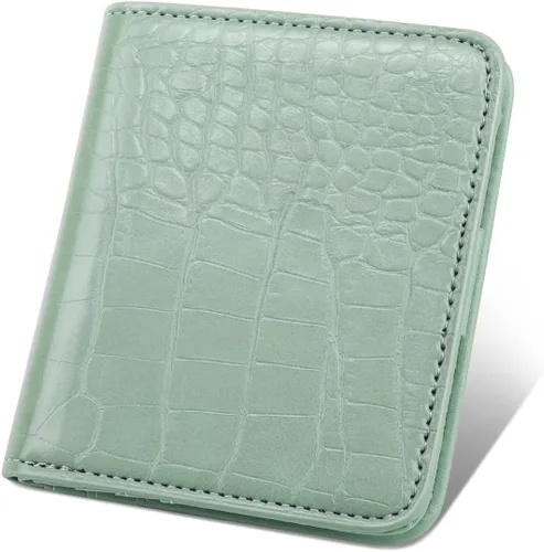 Miniatura 16 de Billetera para mujer, pequeña, plegable, para tarjetas de crédito, con bloqueo Rfid, de lujo, piel sintética, de cocodrilo, monedero pequeño