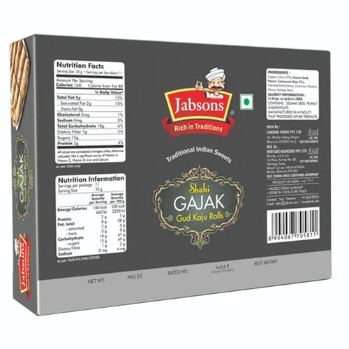 Miniatura 2 de Jabsons - Shahi Gajak, rollos Gud Kaju, 12.35 oz (12.5 onzas)