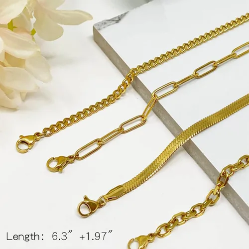 Miniatura 67 de Long tiantian Pulsera de oro gruesa para mujer, pulseras de oro delicadas, pulseras para mujer, pulseras apilables de eslabones de cadena