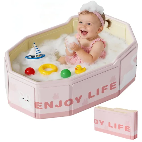 Miniatura 12 de Bañera plegable para bebé, bañera plegable para bebés de 3M-8 años, bañera portátil de viaje para bebé con base antideslizante, bañera plegable