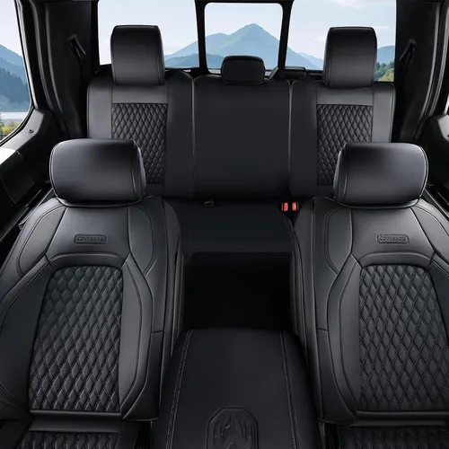 Miniatura 18 de Coverado Fundas de Asientos de Automóvil Juego Completo, Fundas de Asientos de Automóvil de Cuero Impermeables para Dodge RAM 1500 Compatible