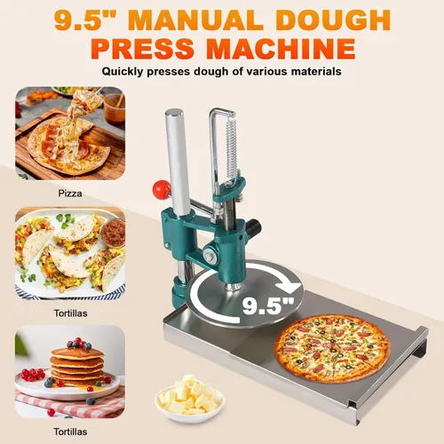Miniatura 2 de Máquina Prensadora de Masa para Pizza, Máquina Prensadora Manual de Repostería de 9.5 Pulgadas Doméstica Fabricadora de Masa para Pizza de Acero