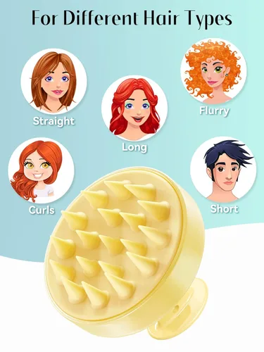 Miniatura 36 de HEETA Masajeador de cuero cabelludo para el crecimiento del cabello, cepillo de champú exfoliante de cuero cabelludo de silicona suave para Rojo