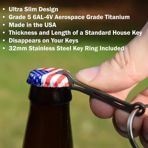Miniatura 6 de Gear Infusion Brew Soldier - Abridor de botellas de titanio fino con llavero, fabricado en los Estados Unidos (arenado)