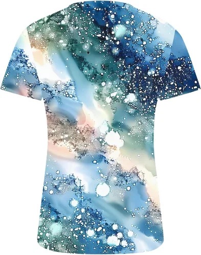 Miniatura 159 de Summer Shirts for Women 2025 Plus Size Short Sleeve Henley Tops Marble Floral Loose Tshirt Tee Casual Dressy Tunics