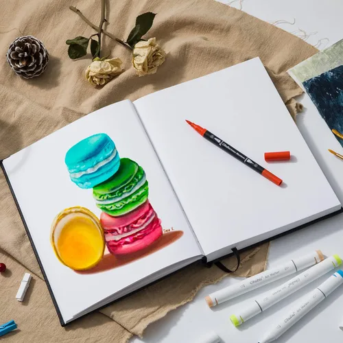 Miniatura 5 de Ohuhu Mix Media Pad - Cuaderno de bocetos de arte mixto de 10 x 7.4 pulgadas, papel pesado de 120 lb/200 g/m², 78 hojas/156 páginas, almohadilla
