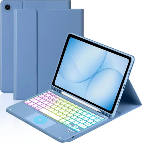 MePadKey Funda de teclado con panel táctil para Samsung Galaxy Tab A11 Plus/A9 Plus 2025/2023 de 11 pulgadas, teclado de carga tipo C con Azul