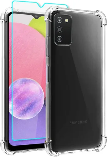 Funda Samsung A03s, Samsung Galaxy A03s y protector de pantalla, a prueba de golpes, transparente, delgada, suave, de silicona TPU protectora para