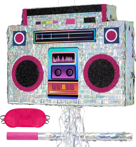 Miniatura 44 de WERNNSAI - Piñata de sirena plegable, piñata de cumpleaños con flecos que incluye cuerda para jalar, venda y bate. Decoraciones