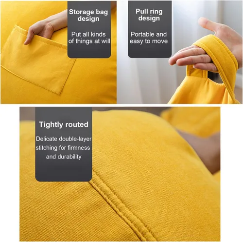 Miniatura 8 de Puf para adultos, puf para almacenamiento de animales de peluche, con cómoda almohada y reposapiés, para organizar juguetes de peluche o textiles