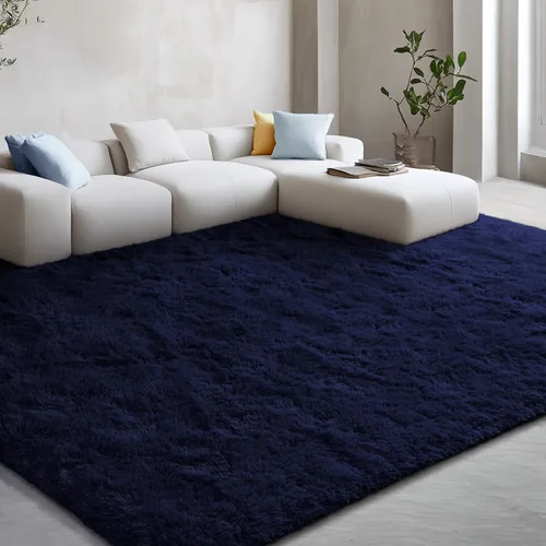 Miniatura 59 de EVOIONOS - Alfombra redonda gris para dormitorio, 5x5 pies; alfombras circulares suaves y esponjosas para sala de estar, alfombras de felpa peludas